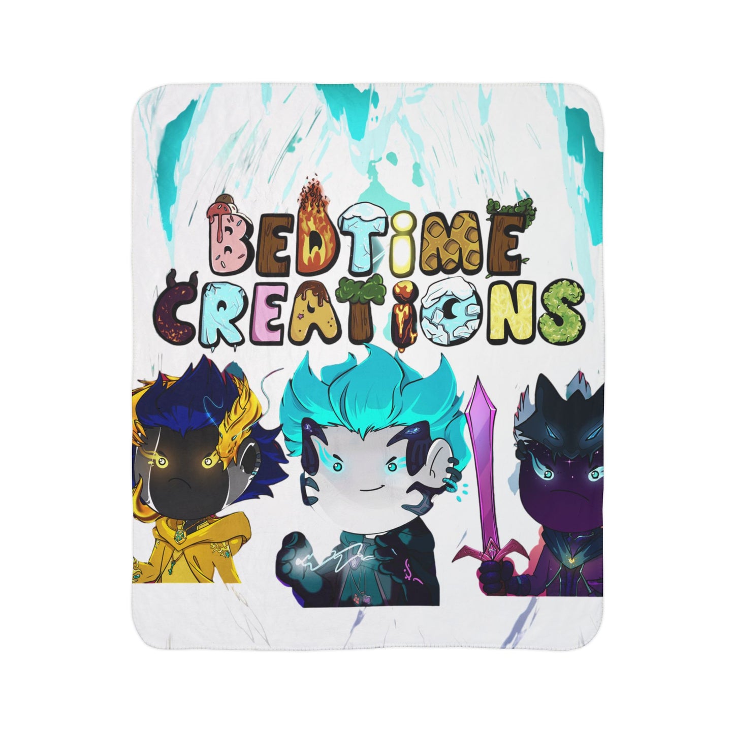 Bedtime Creations Sherpa Blanket — Cute Chibi Fantasy Characters