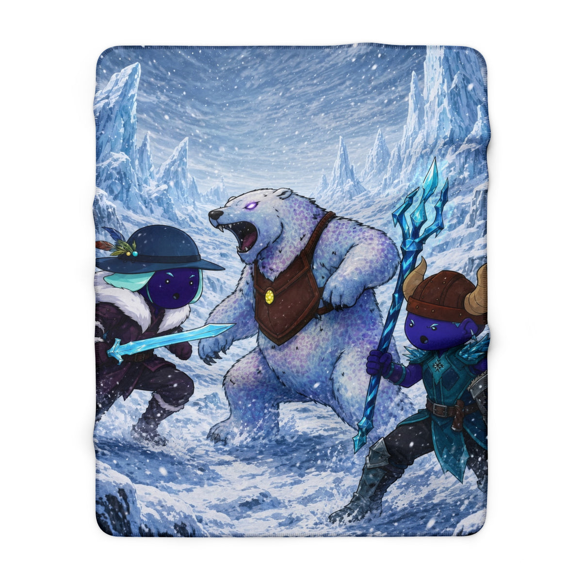 Bedtime Creations Sherpa Fleece Blanket — Frostmen vs. Polar Bear