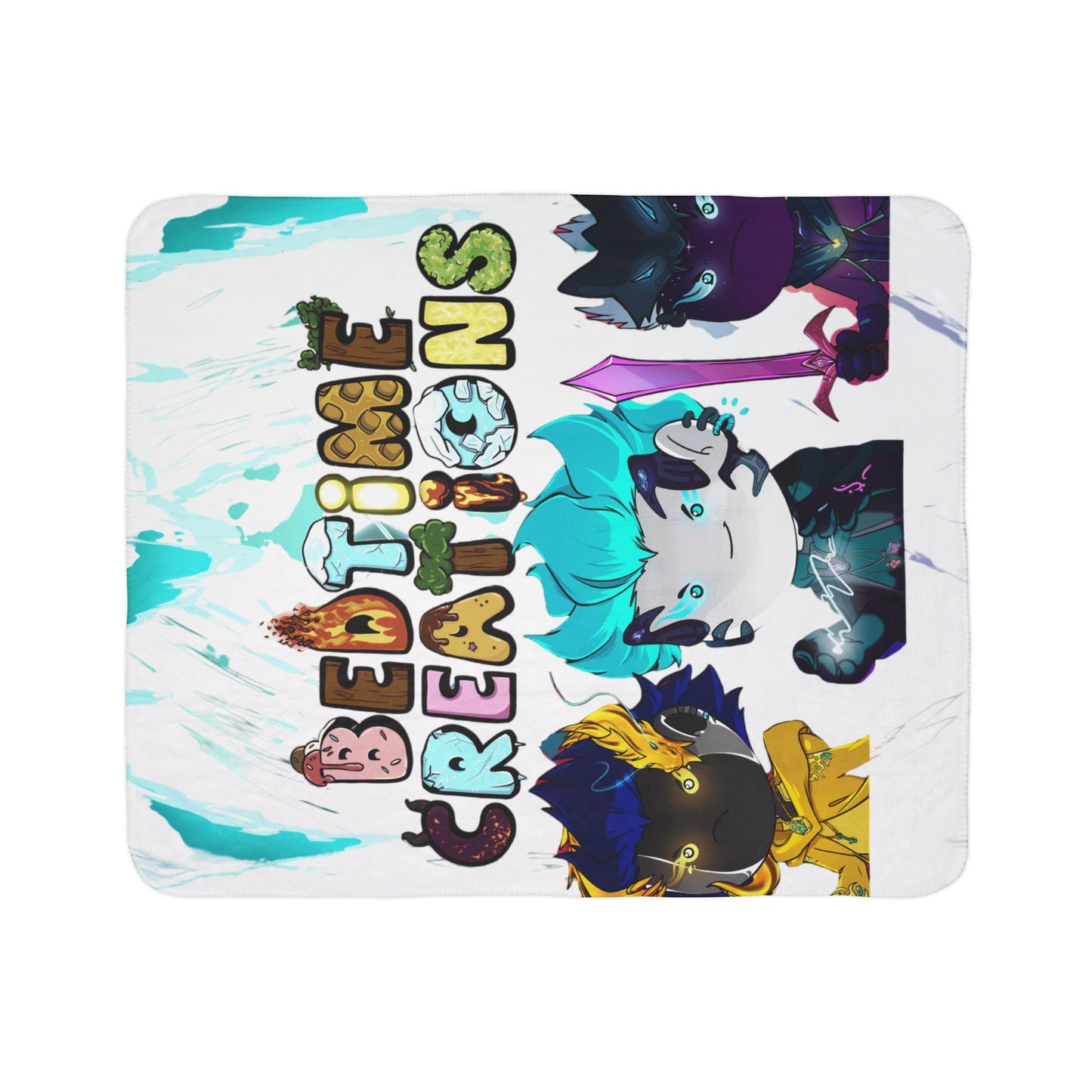 Bedtime Creations Sherpa Blanket — Cute Chibi Fantasy Characters