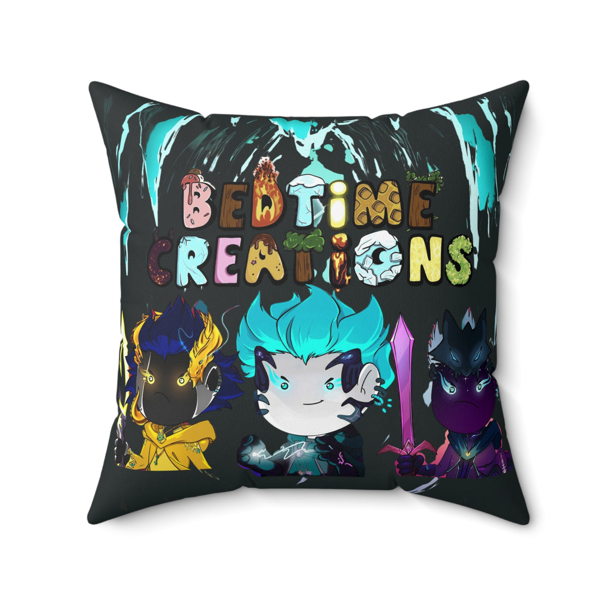 Bedtime Creations Throw Pillow — Chibi Fantasy Friends
