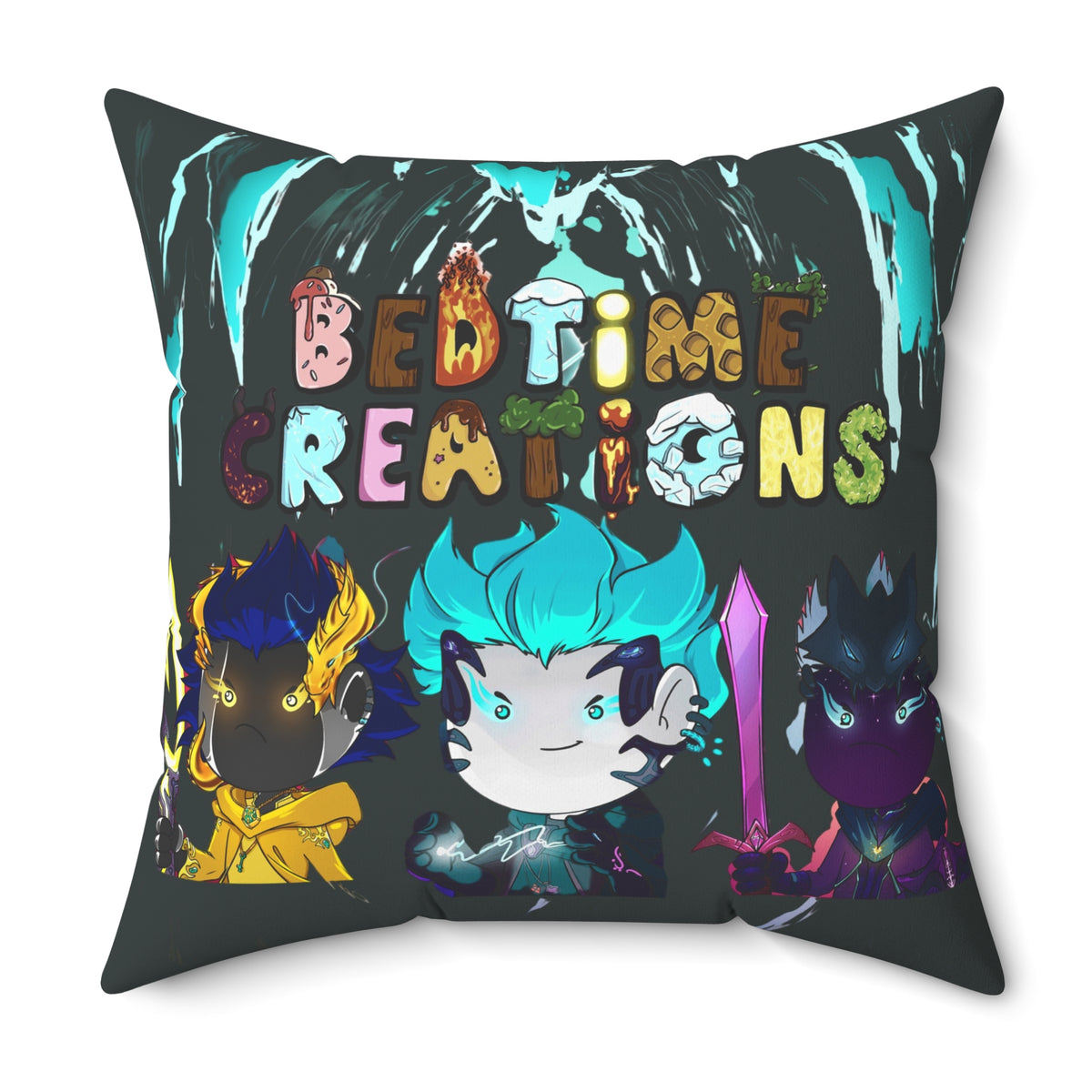 Bedtime Creations Throw Pillow — Chibi Fantasy Friends