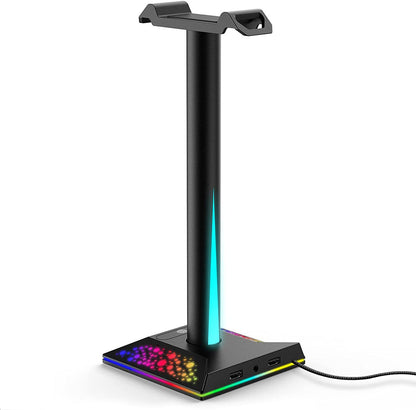 RGB Gaming Headset Stand with Dual USB