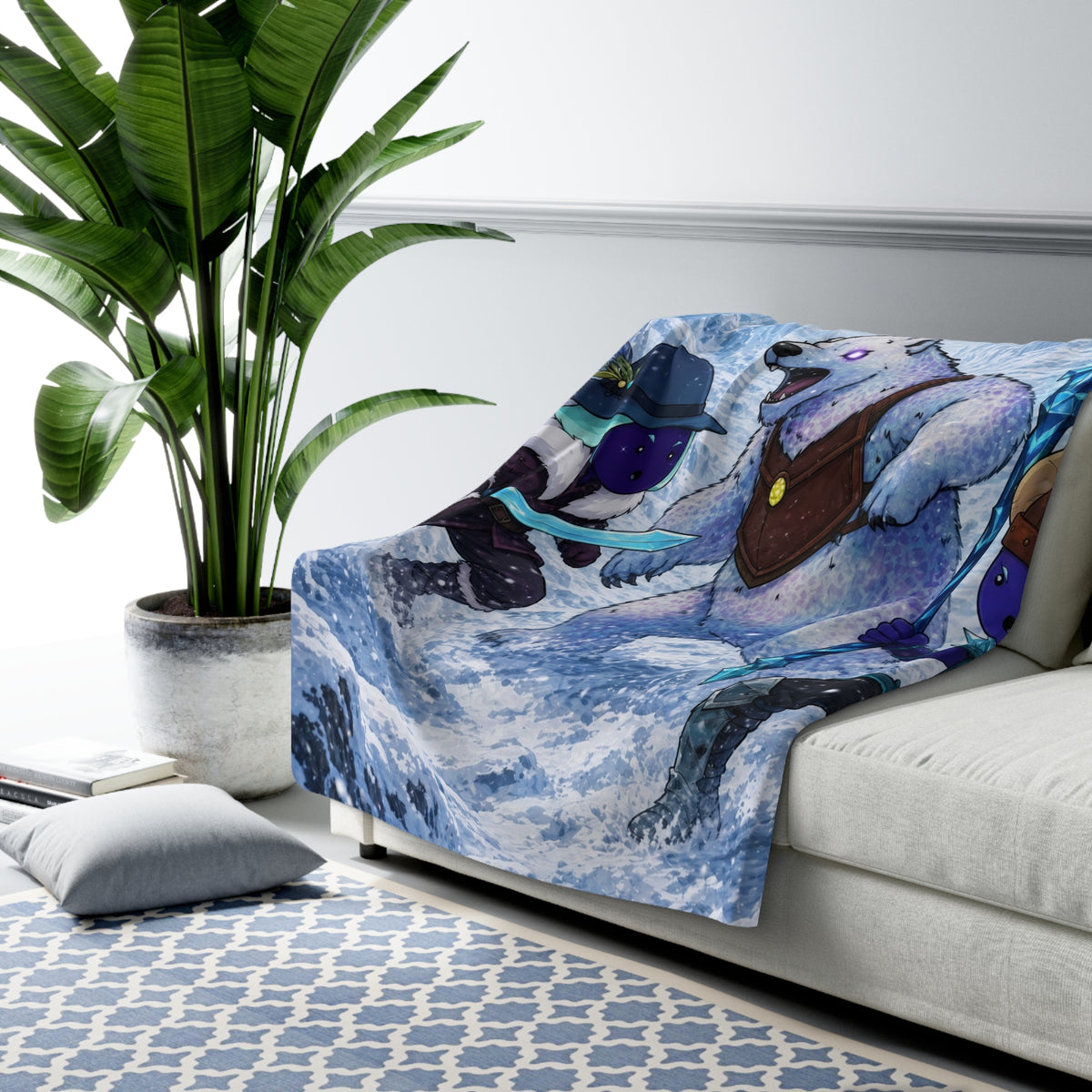 Bedtime Creations Sherpa Fleece Blanket — Frostmen vs. Polar Bear
