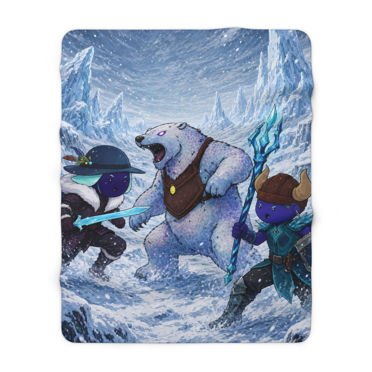 Bedtime Creations Sherpa Fleece Blanket — Frostmen vs. Polar Bear