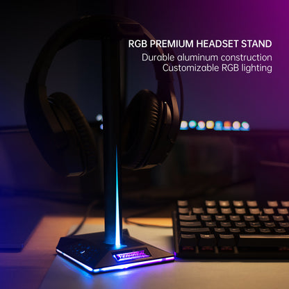 RGB Gaming Headset Stand with Dual USB